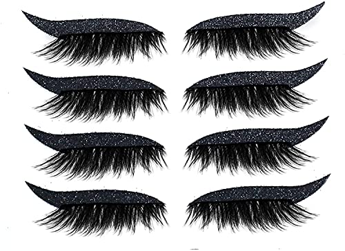 Wiederverwendbare Wimpern Aufkleber Eyeliner Wimpern Aufkleber Wasserdicht Stick On Eyeliner Lidschatten Make-up Instant Outline Einfache Schnelle Anwendung Augenlidband Streifen Aufkleber (Schwarz) von Abbcoert