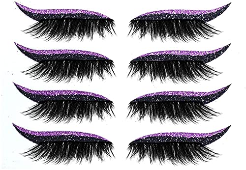 Wiederverwendbare Wimpern Aufkleber Eyeliner Wimpern Aufkleber Wasserdicht Stick On Eyeliner Lidschatten Make-up Instant Outline Einfache Schnelle Anwendung Augenlidband Streifen Aufkleber (Violett) von Abbcoert