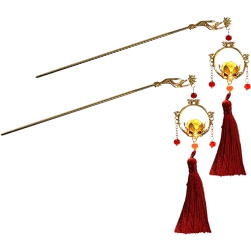 Abbdbd 2 Teile/Satz Laterne Quaste Haar Stick Vintage Haar Sticks Elegante Chignon Retro Quaste Haar Chignon Für Frauen Haar Zubehör von Abbdbd