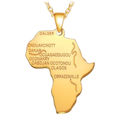 Abbdbd Afrika-Halskette Graviertem Anhänger, Afrikanische Karte, Hiphop-Kette Für Männer Und Frauen, Äthiopischer Schmuck von Abbdbd