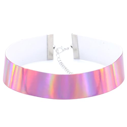 Abbdbd Frauen Licht Farbe Halsband Halsband Leder Halskette Verstellbare Halskette Für Weibliche Übertreibung Zubehör von Abbdbd