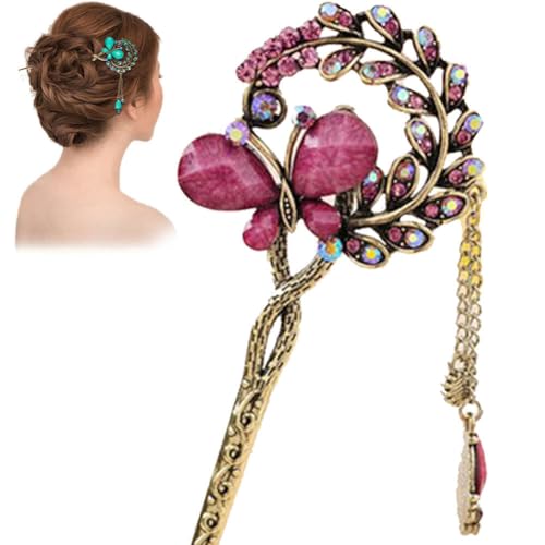 Abbdbd Frauen Vintage Quaste Haar Sticks Legierung Haar Pin Schmetterling Brötchen Stick Haarnadel Haar Zubehör Haar Schmuck Für Weibliche von Abbdbd