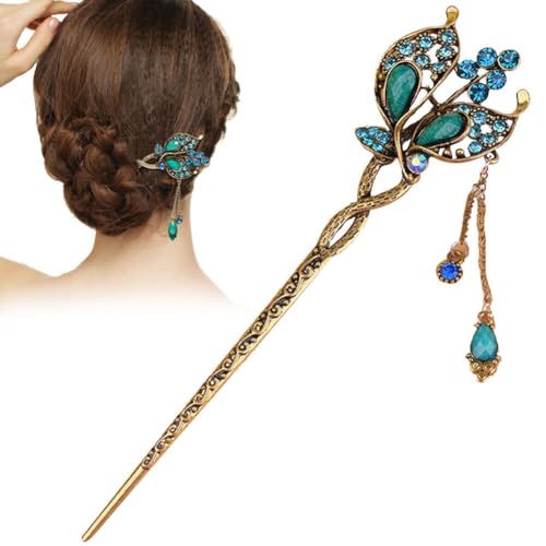 Abbdbd Frauen Vintage Quaste Haar Sticks Legierung Haar Pin Schmetterling Brötchen Stick Haarnadel Haar Zubehör Haar Schmuck Für Weibliche von Abbdbd