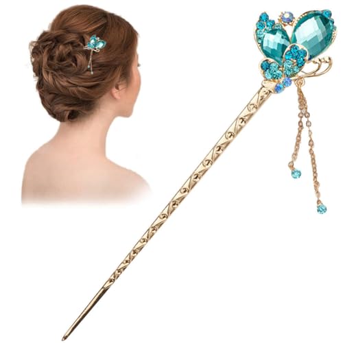 Abbdbd Frauen Vintage Quaste Haar Sticks Legierung Haar Pin Schmetterling Brötchen Stick Haarnadel Haar Zubehör Haar Schmuck Für Weibliche von Abbdbd