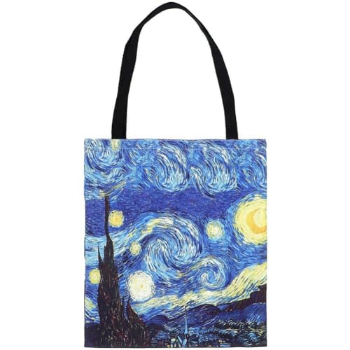 Abbdbd Ölmalerei Van Gogh Canvas Einkaufstasche Die Sternennacht Große Frauen Lässig Umhängetasche Handtasche Wiederverwendbares Mehrzweck -einkaufstasche von Abbdbd