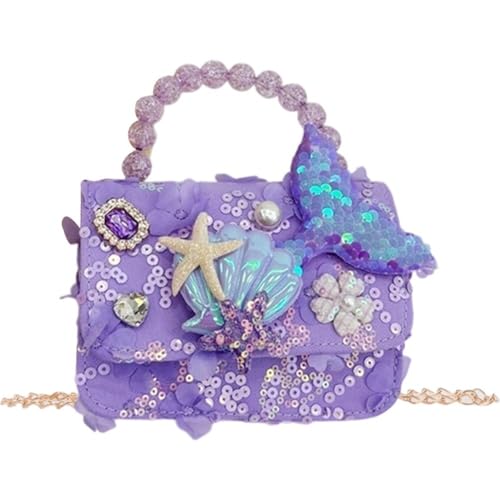 Abbdbd Umhängetaschen Für Kleinkinder, Handtasche Meerjungfrauen-motiv Und Perlengriff, Schöne Pailletten-fischschwanz-umhängetasche Für Kleine Mädchen von Abbdbd
