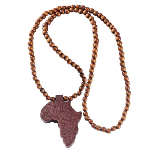 Afrikanische Karte Holzanhänger Halskette Afrika Hip-hop Ethnische Halsketten Schmuck Für Frauen Männer von Abbdbd