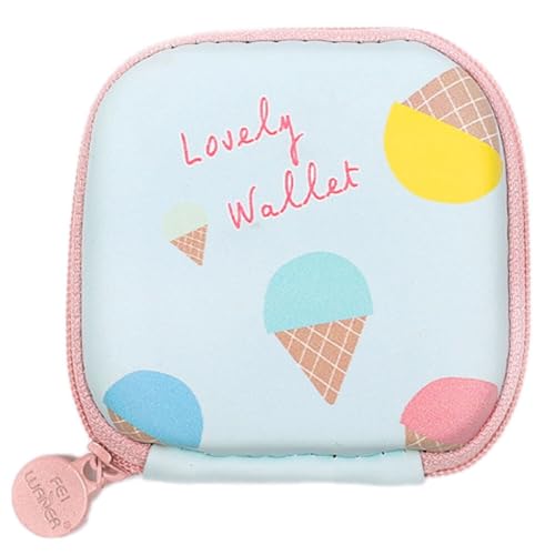 Damen-Geldbörse mit Cartoon-Motiv, niedliches Headset-Tasche, Kleingeld-Geldbörse, Geldbörse, Tasche für Kinder, Mini-Reißverschluss-Münztasche (blaues EIS) von Abbdbd