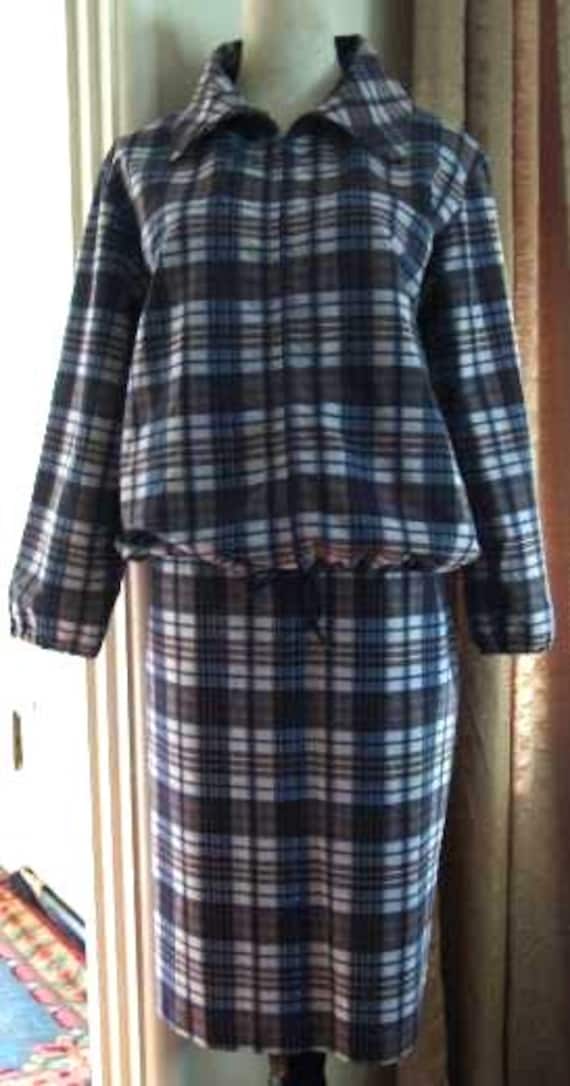 Vintage 60Er Jahre Karierter Baumwollrock Anzug Kelita Zip Jacke & Bleistift Rock von Abbiescloset