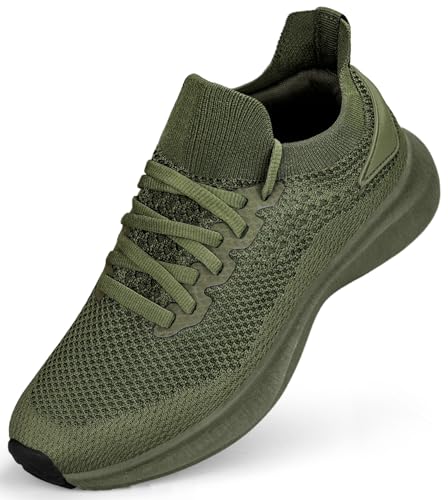 Abboos Damen rutschfeste Gym Workout Schuhe Leichte Atmungsaktive Tennisschuhe Mesh Walking Sneakers, All-Green, 36 EU von Abboos