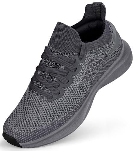 Abboos Damen rutschfeste Gym Workout Schuhe Leichte Atmungsaktive Tennisschuhe Mesh Walking Sneakers, All-dgrey, 36 EU von Abboos