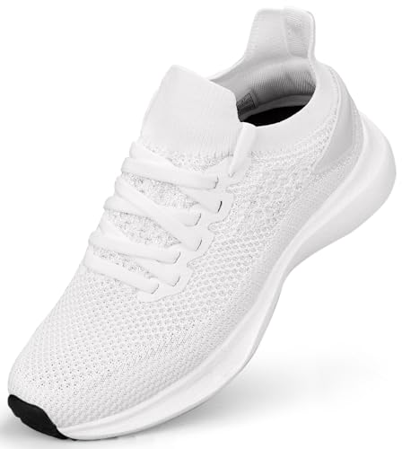 Abboos Damen rutschfeste Gym Workout Schuhe Leichte Atmungsaktive Tennisschuhe Mesh Walking Sneakers, Weiss/opulenter Garten, 40 EU von Abboos