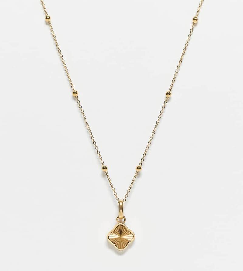 Abbott Lyon - 18k-vergoldete Halskette aus wasserfestem Edelstahl mit strukturiertem Kleeblatt-Design-Goldfarben von Abbott Lyon