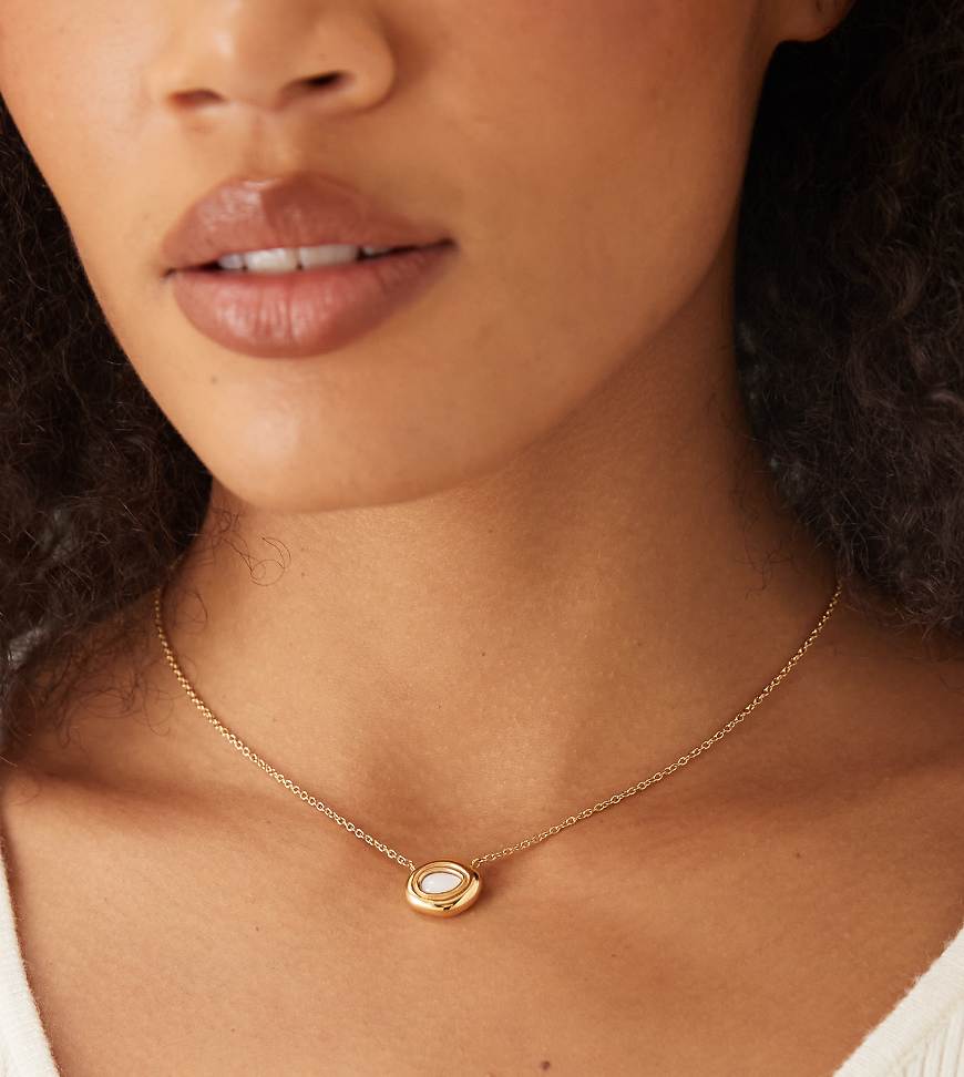 Abbott Lyon - Geschmolzene Halskette aus Edelstahl mit 18-Karat-Vergoldung und Kunstperlenanhänger-Goldfarben von Abbott Lyon