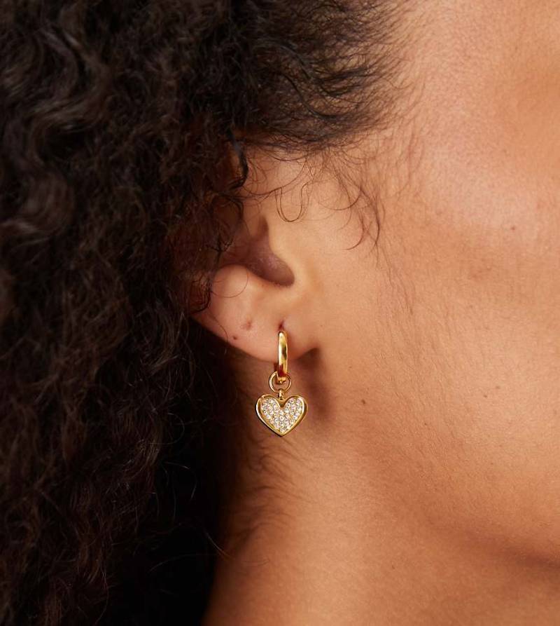 Abbott Lyon - Hängeohrringe aus Edelstahl mit 18-Karat-Vergoldung und herzförmigen Pavé-Kristall-Details-Goldfarben von Abbott Lyon