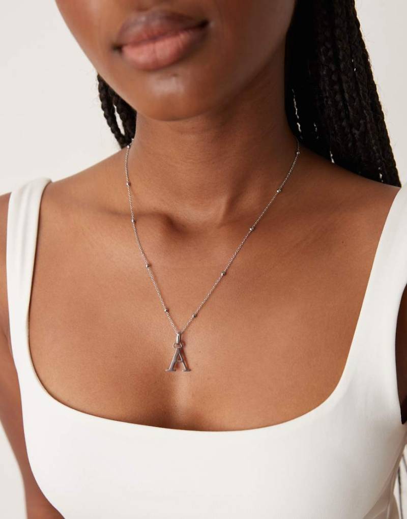 Abbott Lyon - Halskette aus versilbertem, wasserfestem Edelstahl mit „A"-Initiale von Abbott Lyon
