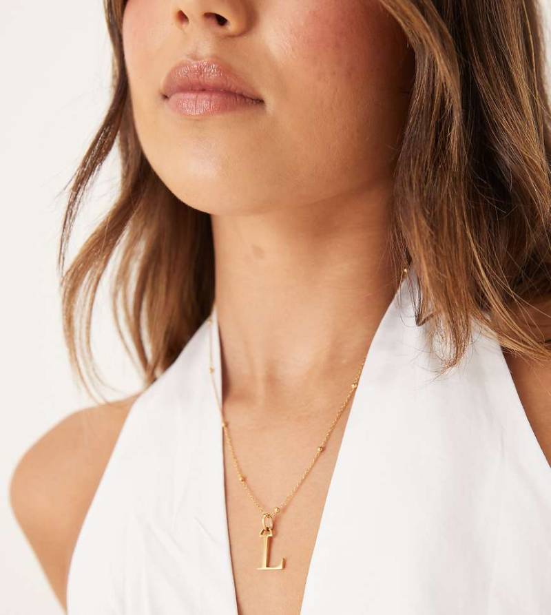 Abbott Lyon - Halskette aus wasserfestem Edelstahl mit 18-Karat-Vergoldung und Anhänger mit „L"-Initiale-Goldfarben von Abbott Lyon