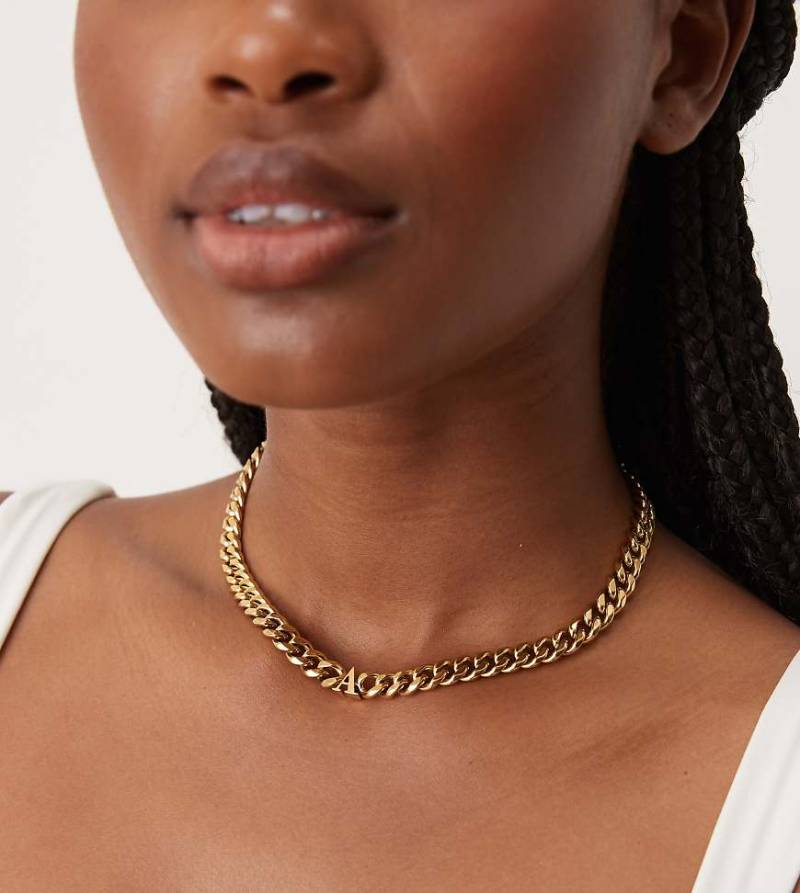 Abbott Lyon - Klobige Choker-Halskette aus wasserfestem Edelstahl mit 18-Karat-Vergoldung und „A"-Initiale-Goldfarben von Abbott Lyon