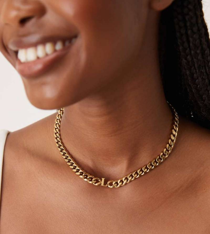 Abbott Lyon - Klobige Choker-Halskette aus wasserfestem Edelstahl mit 18-Karat-Vergoldung und „L"-Initiale-Goldfarben von Abbott Lyon