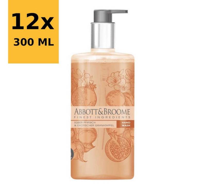 Abbott&Broome Flüssigseife Vegane Lotion Handseife Handwaschseife Pumpspender, 12-tlg., Pfirsich Granatapfel Abbott&Broome Flüssigseife Vegane Lotion Handseife Handwaschseife Pumpspender, 12-tlg., Pfirsich Granatapfel von Abbott&Broome