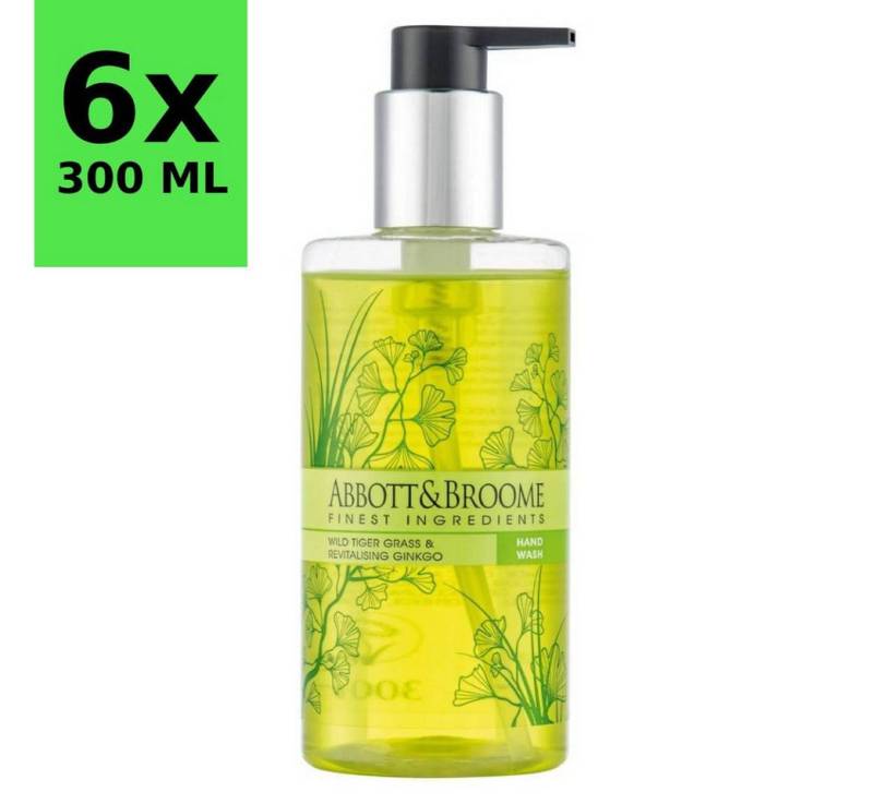 Abbott&Broome Flüssigseife Vegane Lotion Handseife Handwaschseife Pumpspender, 6-tlg., Tigergrass & Ginko von Abbott&Broome