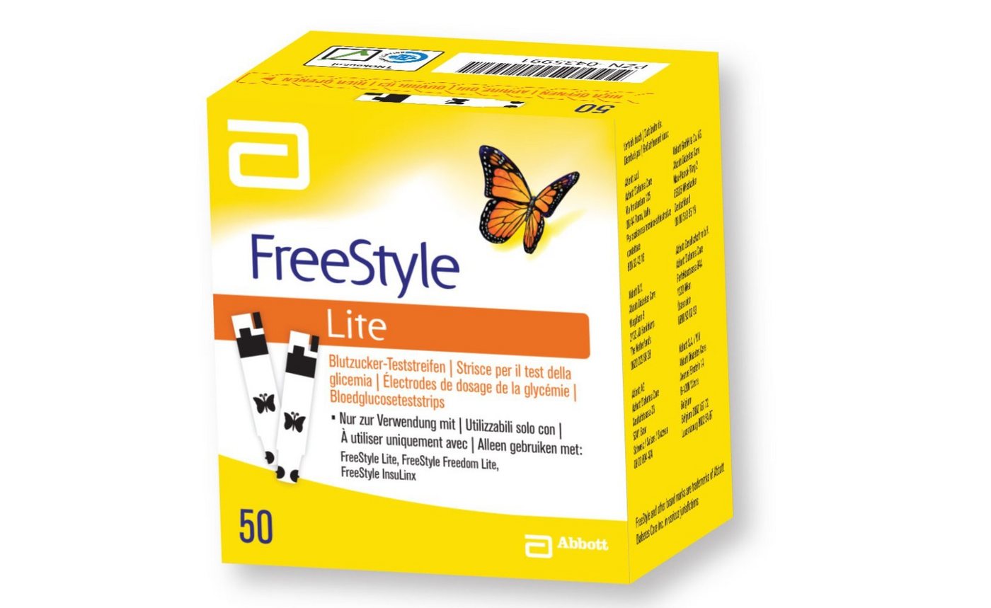 Abbott Blutzucker-Teststreifen FreeStyle Lite Teststreifen, Flexible Packungsoptionen für Teststreifen 50-St., Geringe Blutmenge erforderlich, Effiziente Blutzuckerüberwachung Abbott Blutzucker-Teststreifen FreeStyle Lite Teststreifen, Flexible Packungsoptionen für Teststreifen 50-St., Geringe Blutmenge erforderlich, Effiziente Blutzuckerüberwachung von Abbott