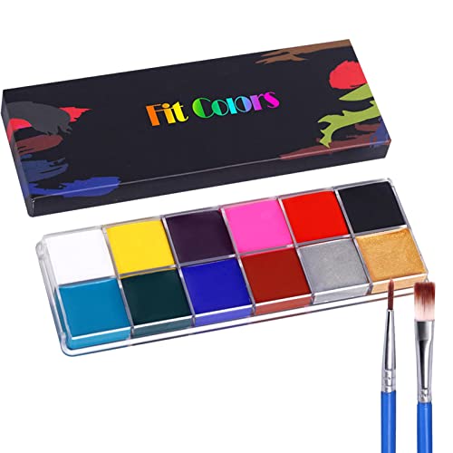 Gesichts- und Körperfarbe Schminkset für Kinder und Erwachsene, 12 Farben Gesichtsfarbe Set für Kinder und Erwachsene, lichtechte und hoch gesättigte Gesichtsfarbe für Abbto von Abbto