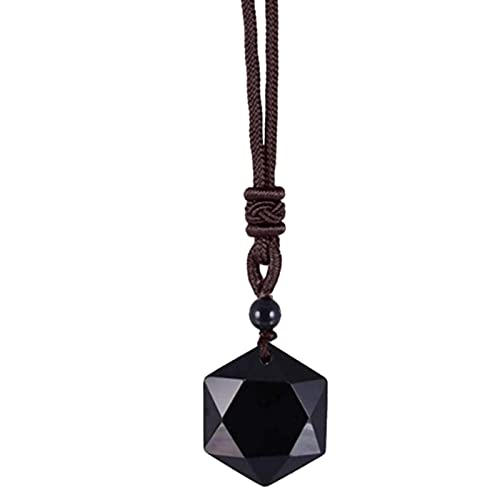 Obsidian Anhänger Halskette - Schwarz Obsidian Kristall Halskette Herren - Echte Obsidian Hexagramm Stern Halskette Kristall Anhänger, Natürliche Edelstein Halskette Schmuck Abbto, Kristall von Abbto