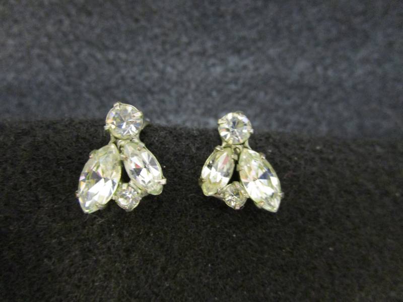 Vintage Strass Ohrhänger Silber Platin Ohrhänger von AbbyClaysBackPorch