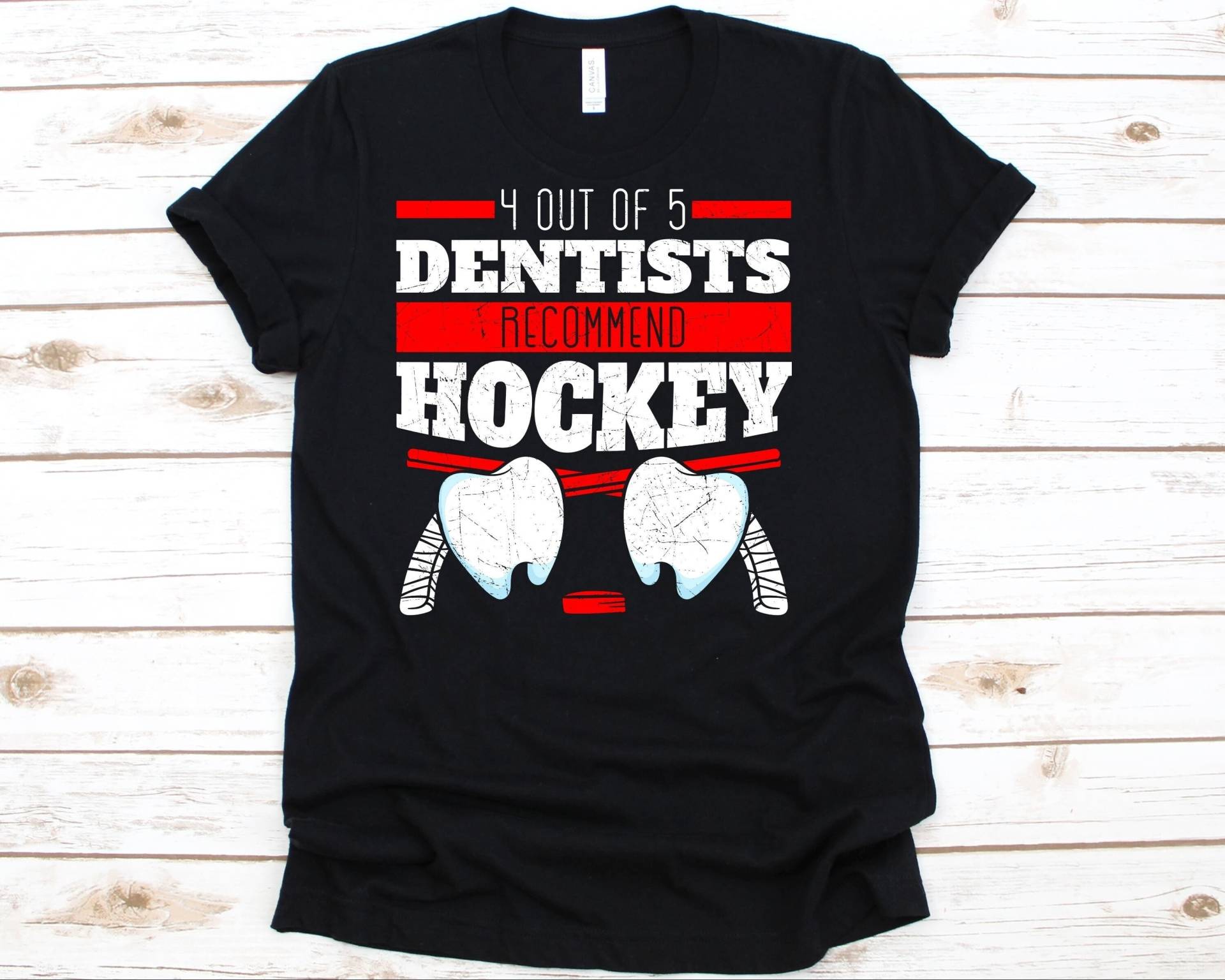 4 Von 5 Zahnärzte Empfehlen Hockey Shirt, Lustiges Zahnarzt Dental Zahnheilkunde, Liebhaber Spieler von AbbysDesignFactory