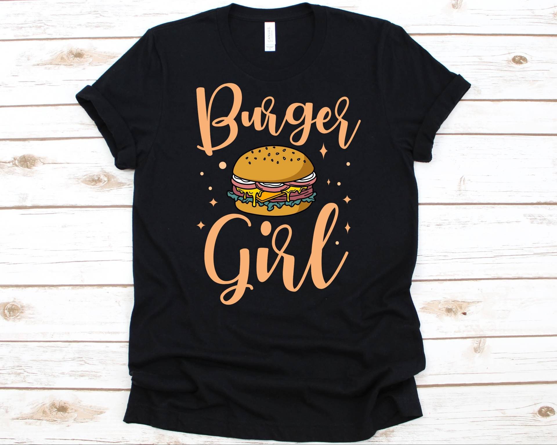 Burger Girl Shirt, Süßes Design Für Frauen, Geschenk Foodies, Hamburger Eater Grafik, Liebhaber Beef Burger, Snack T-Shirt von AbbysDesignFactory