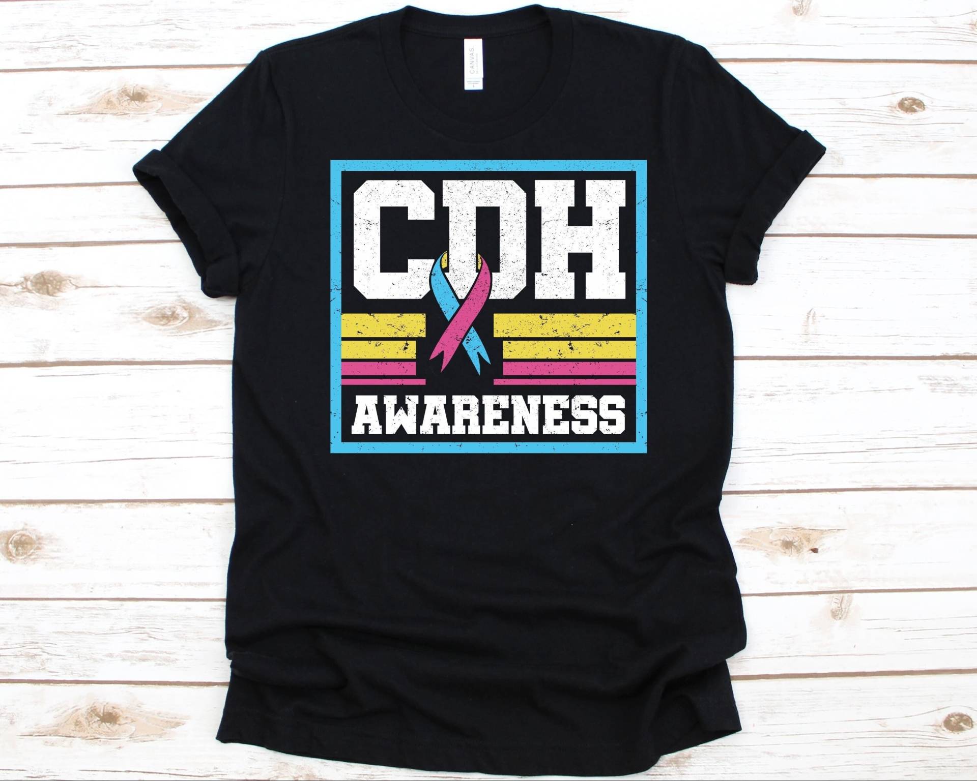 Cdh Bewusstsein Shirt, Geschenk Für Krieger, Lungenhypoplasie, Lunge, Angeborene Zwerchfellhernie, Blau-Rosa Bewusstseinsband von AbbysDesignFactory