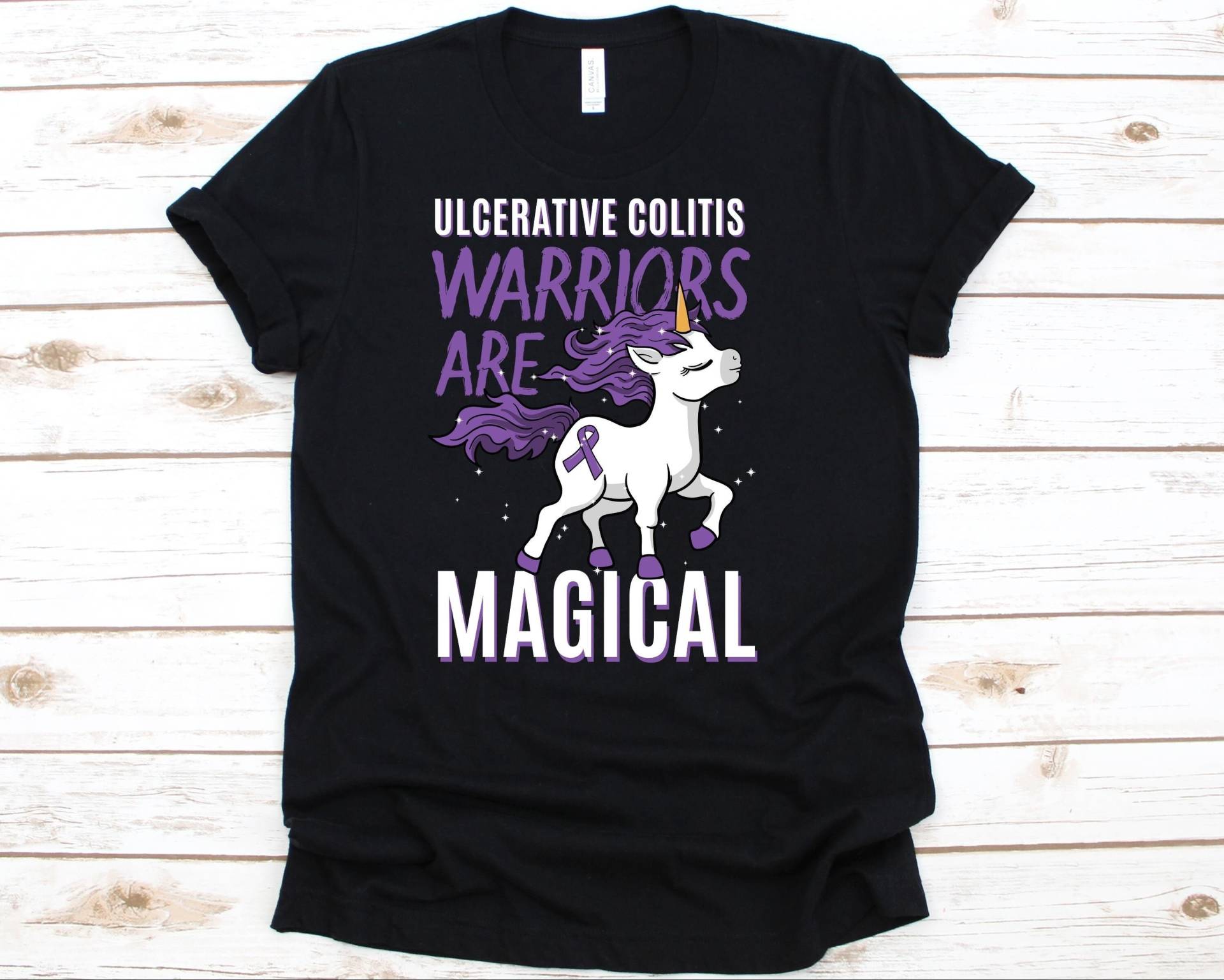 Colitis Krieger Sind Zauberhaftes Shirt, Niedlich Einhorn Entzündliches Darmerkrankungen Bewusstsein Tshirt, Uc Shirt Für Männer Und Frauen von AbbysDesignFactory