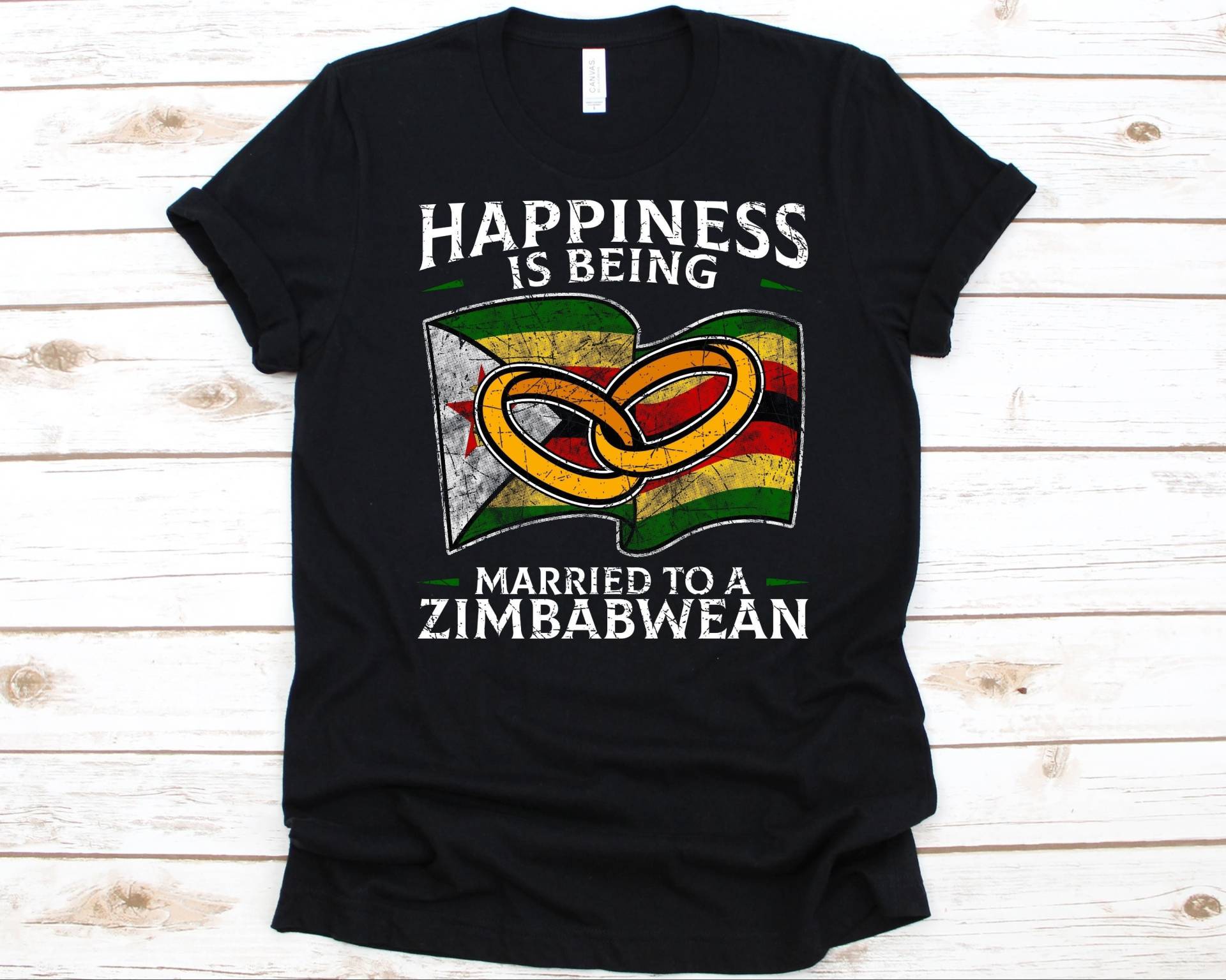 Happiness Is Being Married To A Simbabwe Shirt, Geschenk, Republik Flagge, Ehering, Frau, Ehemann, Südost Afrika von AbbysDesignFactory