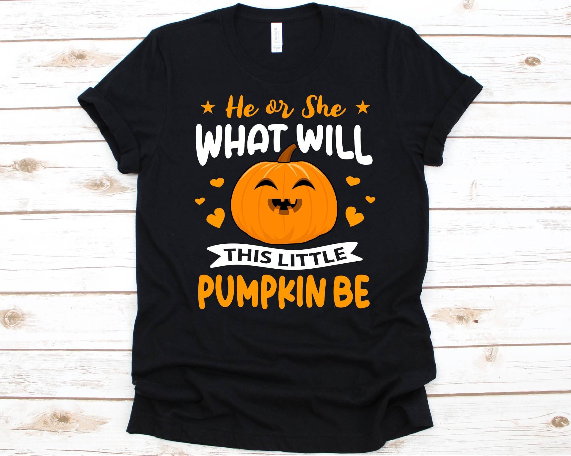 He Or She What Will This Little Pumpkin Be Shirt, Gender Reveal Halloween Kürbis Grafik, Junge Oder Mädchen, Schwangerschaftsshirt, Baby Shower von AbbysDesignFactory