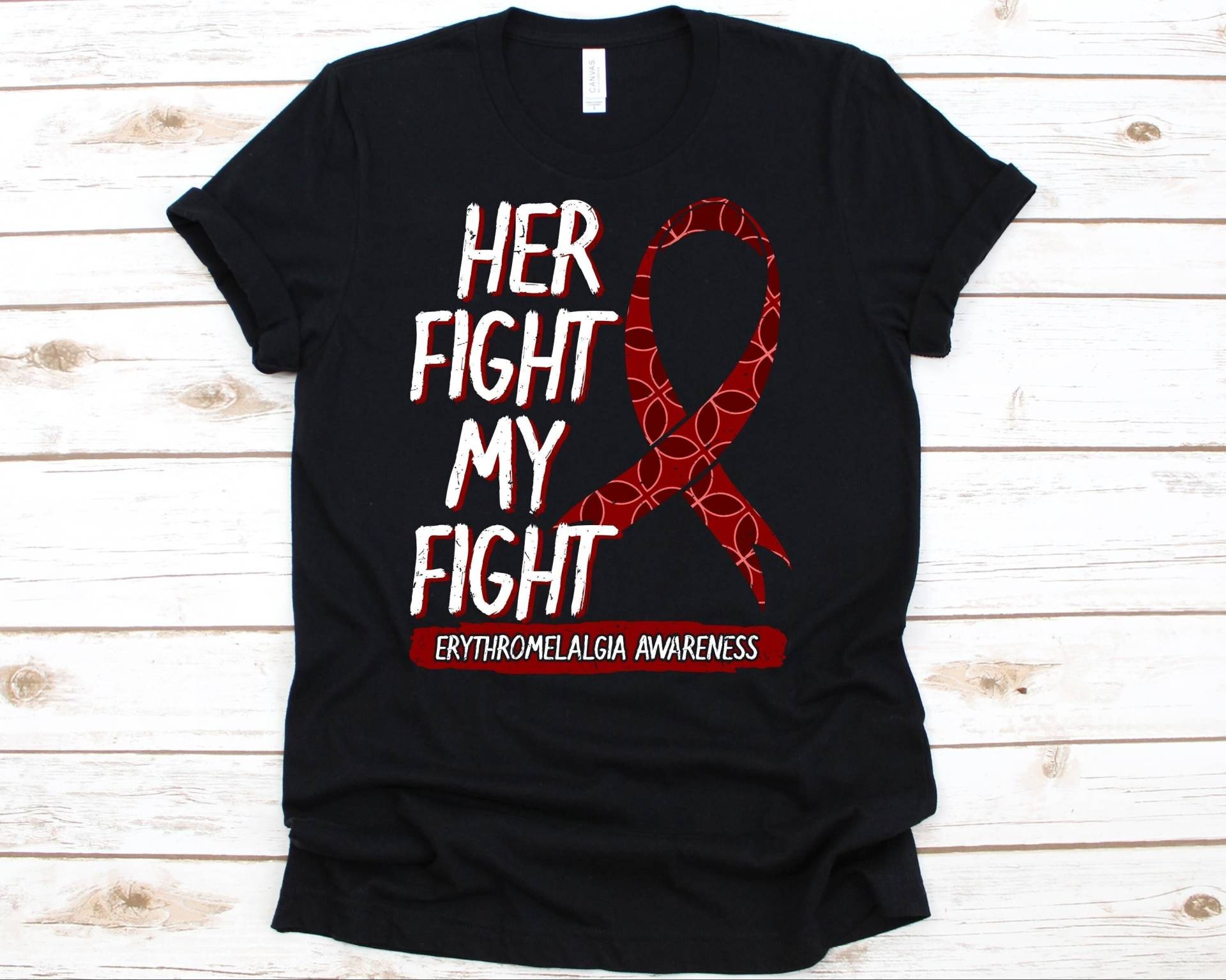 Her Fight Is My Shirt, Bewusstsein Geschenk Für Erythromelalgie Krieger, Mitchell Es Disease Shirt Männer Und Frauen, T-Shirt von AbbysDesignFactory