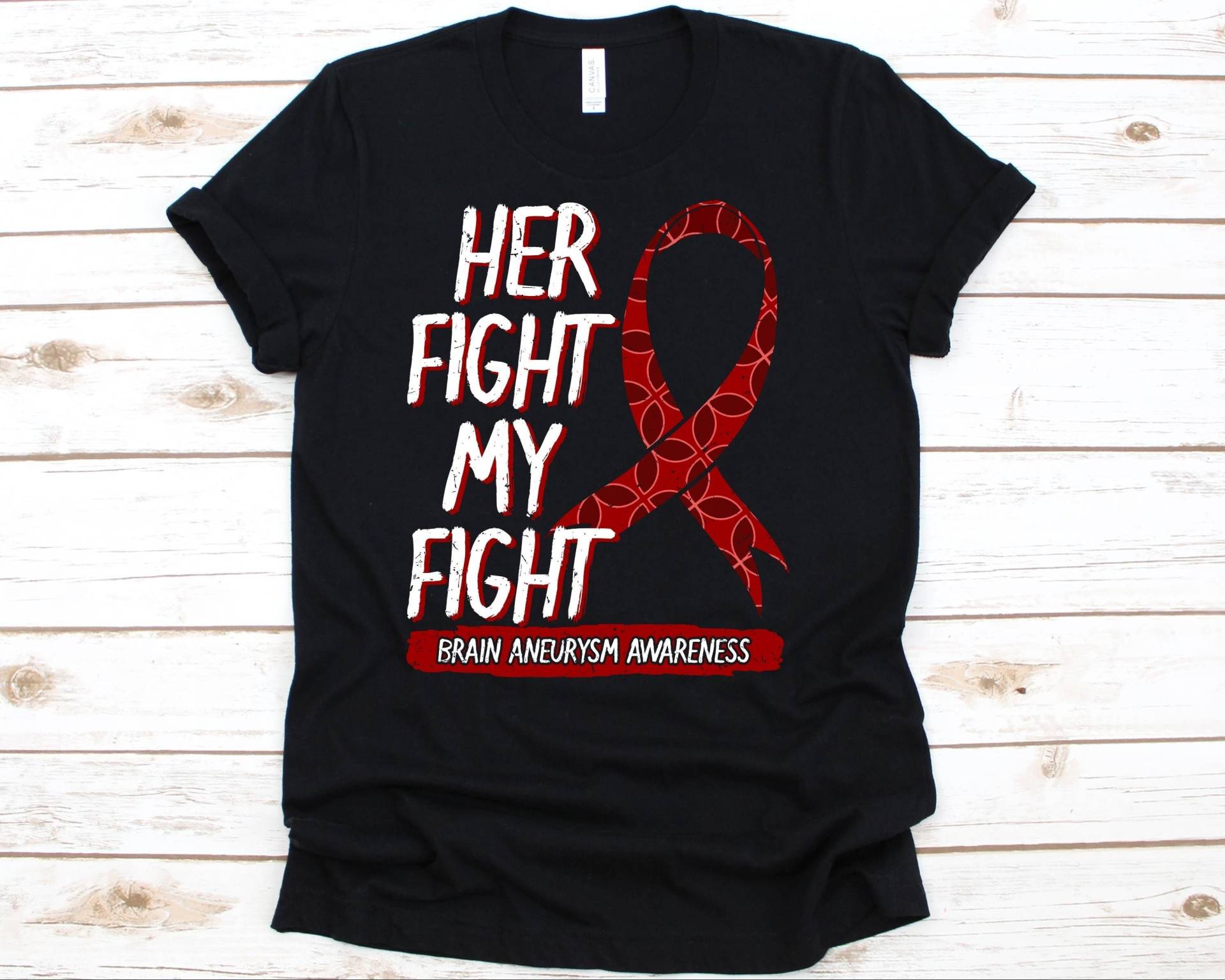 Her Fight Is My Shirt, Bewusstsein Geschenk Für Gehirn Aneurysm Krieger Kämpfer Überlebende, Zerebrovascular Disorder Tshirt Männer Und Frauen von AbbysDesignFactory