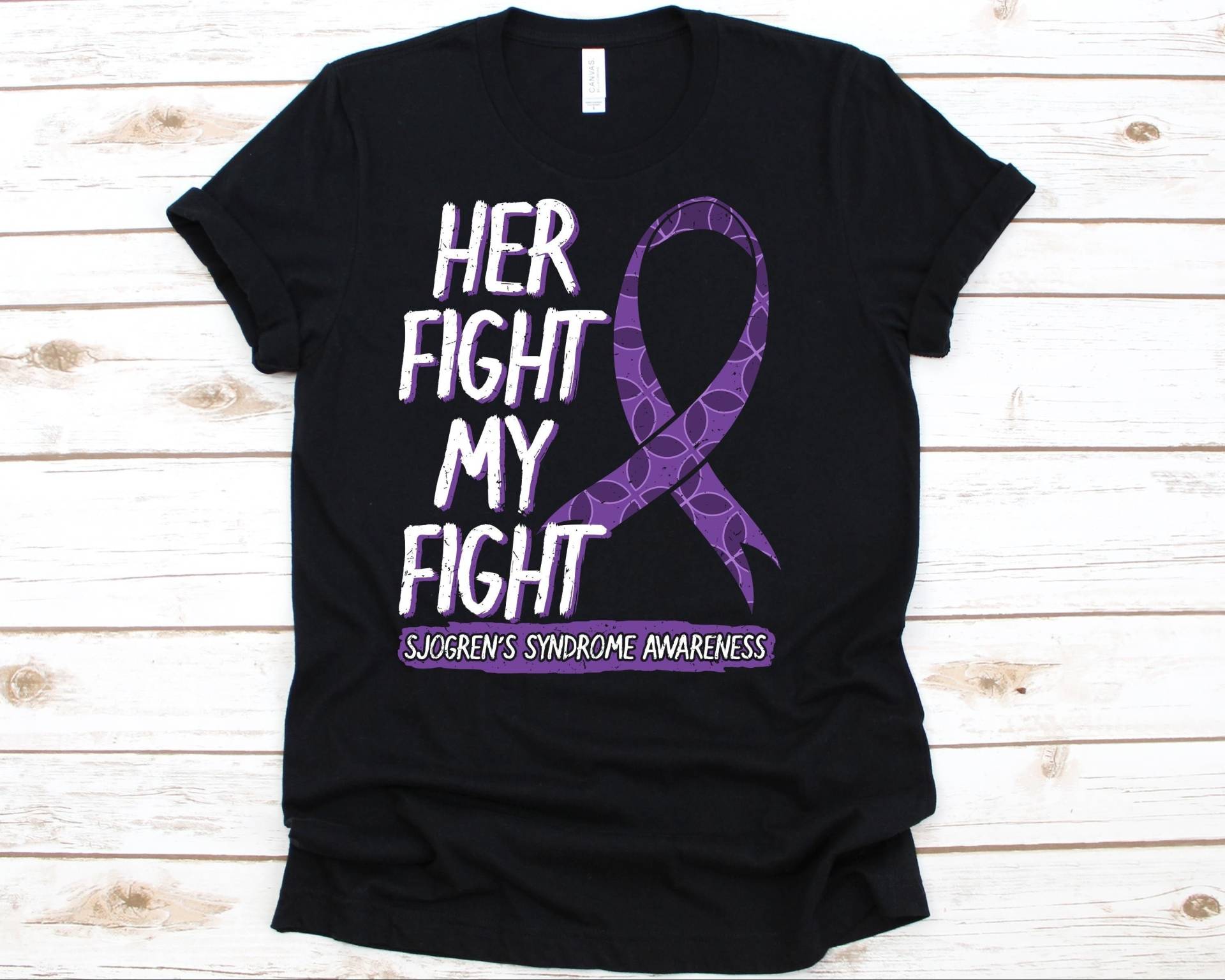 Her Fight Is My Shirt, Bewusstsein Geschenk Für Sjogren Es Syndrom Krieger Kämpfer Überlebende, Sicca-Syndrom Tshirt Männer Und Frauen, Sjs von AbbysDesignFactory