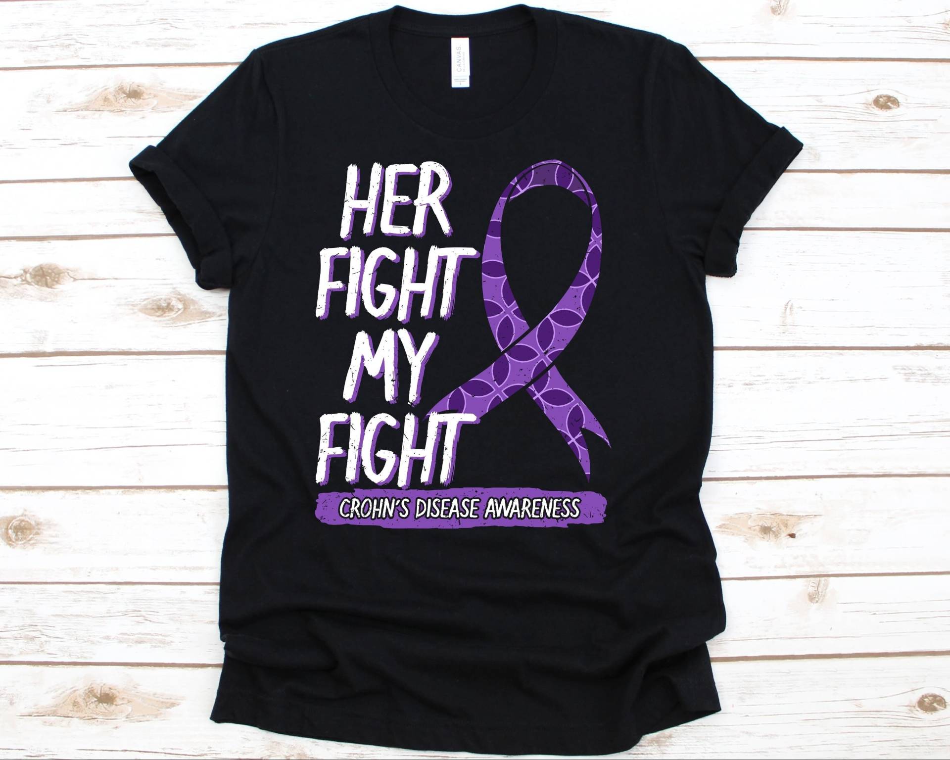 Her Fight Is My Shirt, Bewusstseinsgeschenk Für Crohns Krankheit Krieger Kämpfer, Entzündliche Darmerkrankungen Tshirt Männer Und Frauen von AbbysDesignFactory