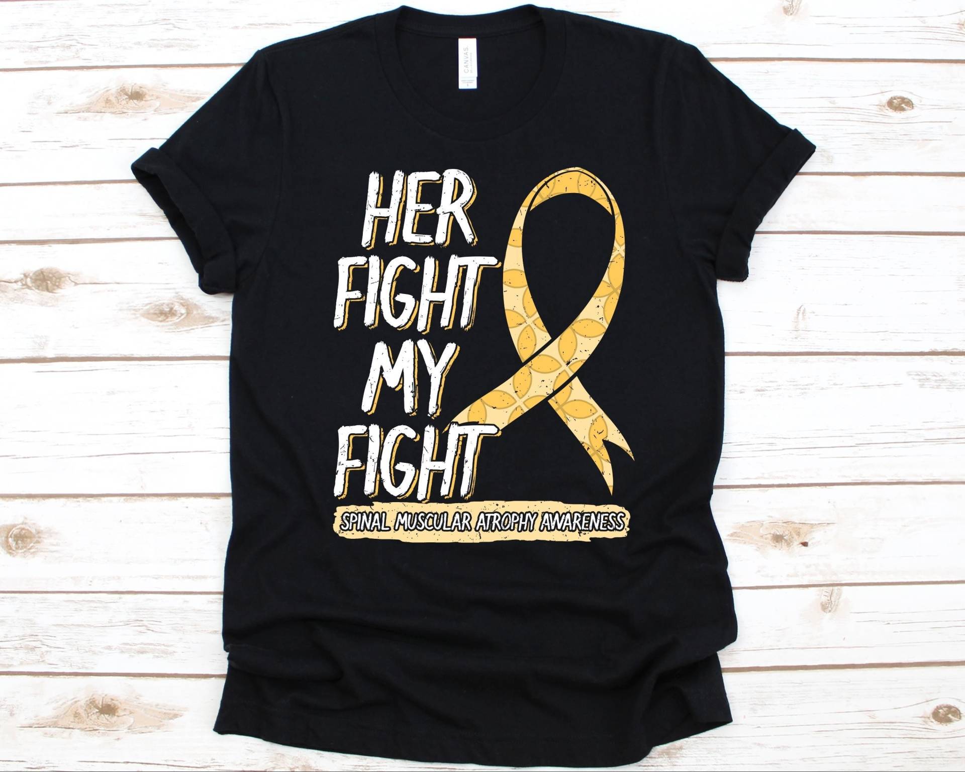 Her Fight Is My Shirt, Bewusstseinsgeschenk Für Wirbelsäule Muskelatrophie Krieger Kämpfer, Neuromuscular Disorder T-Shirt Männer Und Frauen von AbbysDesignFactory