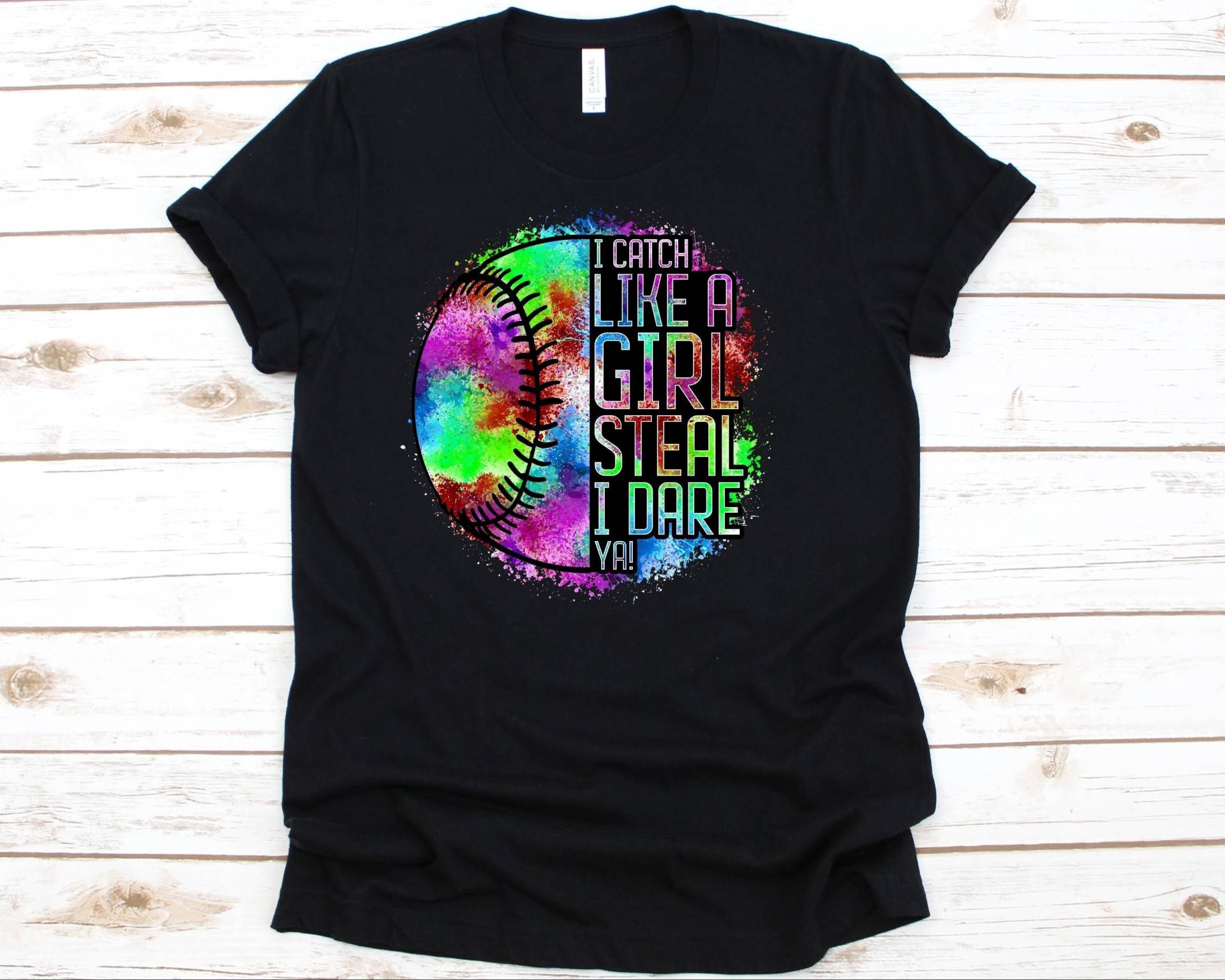 I Catch Like A Girl Steal Dare Ya, Softball Catcher Shirt, Lustiges Geschenk Für Spieler, Baseball Liebhaber Tshirt, Team Shirt von AbbysDesignFactory