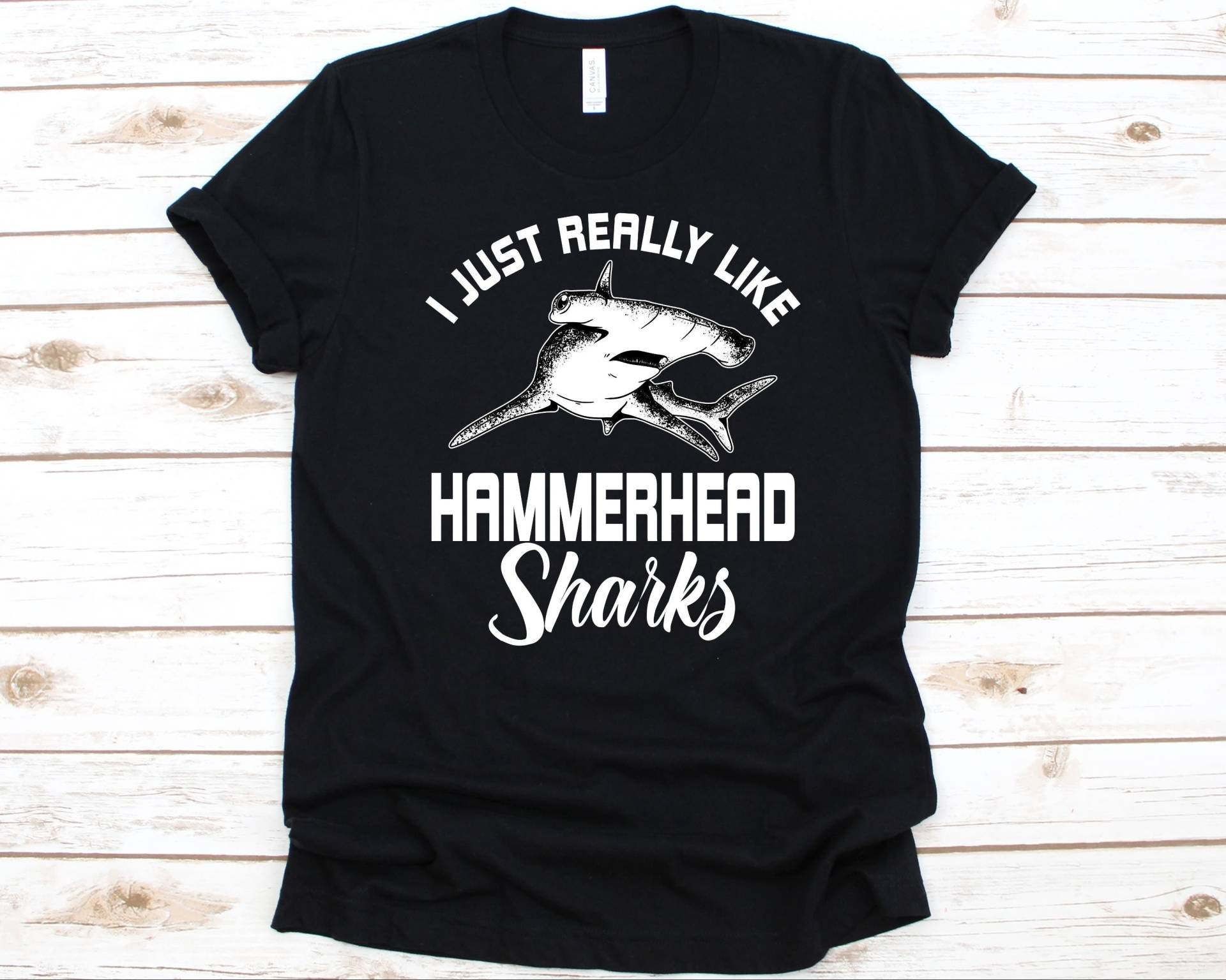 I Just Like Hammerhead Sharks Shirt, Haiart, Hammer Wie Hai, Hammerkopf Haie Design, Hai Liebhaber, Sphyrnidae Grafik von AbbysDesignFactory