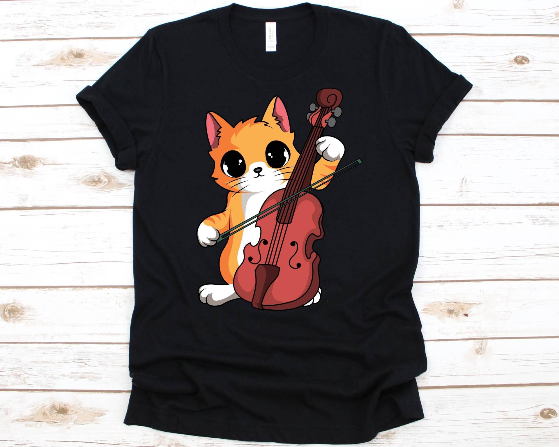 Kätzchen Geigen Shirt, Süßes Katzen Design, Fiddle Grafik, Schleife String Instrument, Musik Noten, Liebhaber, Violoncello Katze Liebe Geschenk von AbbysDesignFactory