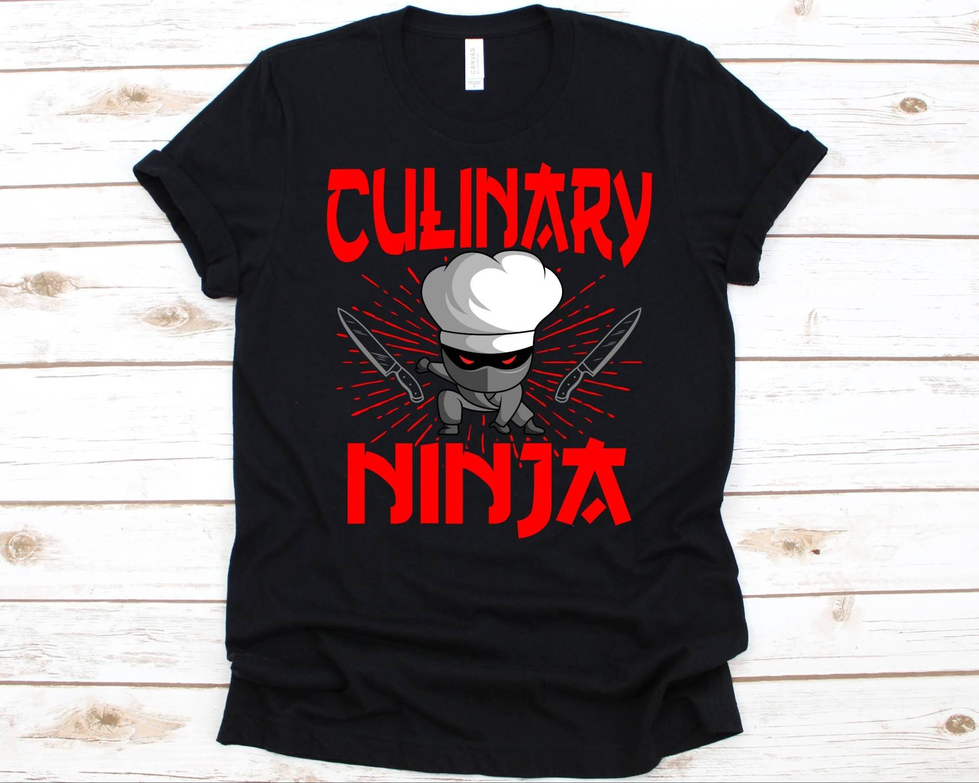 Kulinarisch Ninja Shirt, Koch Lustiges Kulinarik Künstler Utensilien Shirt Für Männer Und Frauen, Küche T-Shirt von AbbysDesignFactory