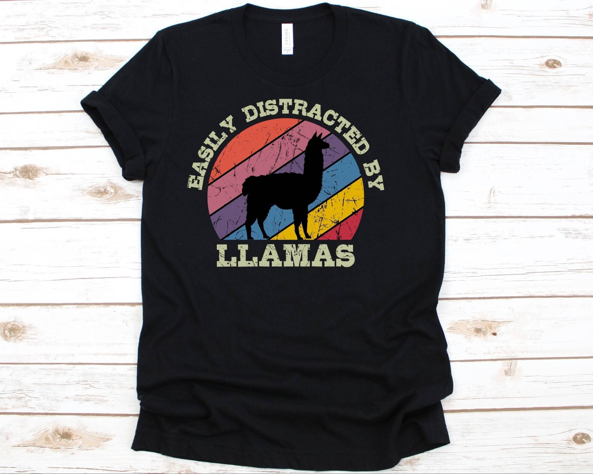 Leicht Abgelenkt Durch Lama Shirt, Retro T-Shirt, Alpaka Liebhaber, Südamerika Kamelid, Geburtstag, Party Shirt von AbbysDesignFactory
