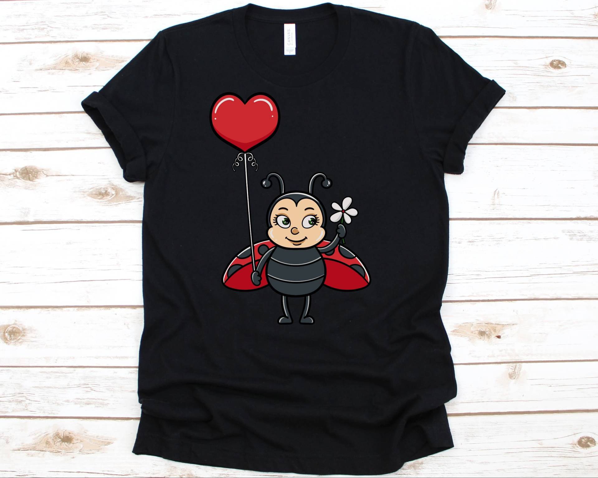 Marienkäfer Ballon Shirt, Kleine Käfer, Design, Grafik, Coccinellidae Rote Geschenk, Shirt von AbbysDesignFactory