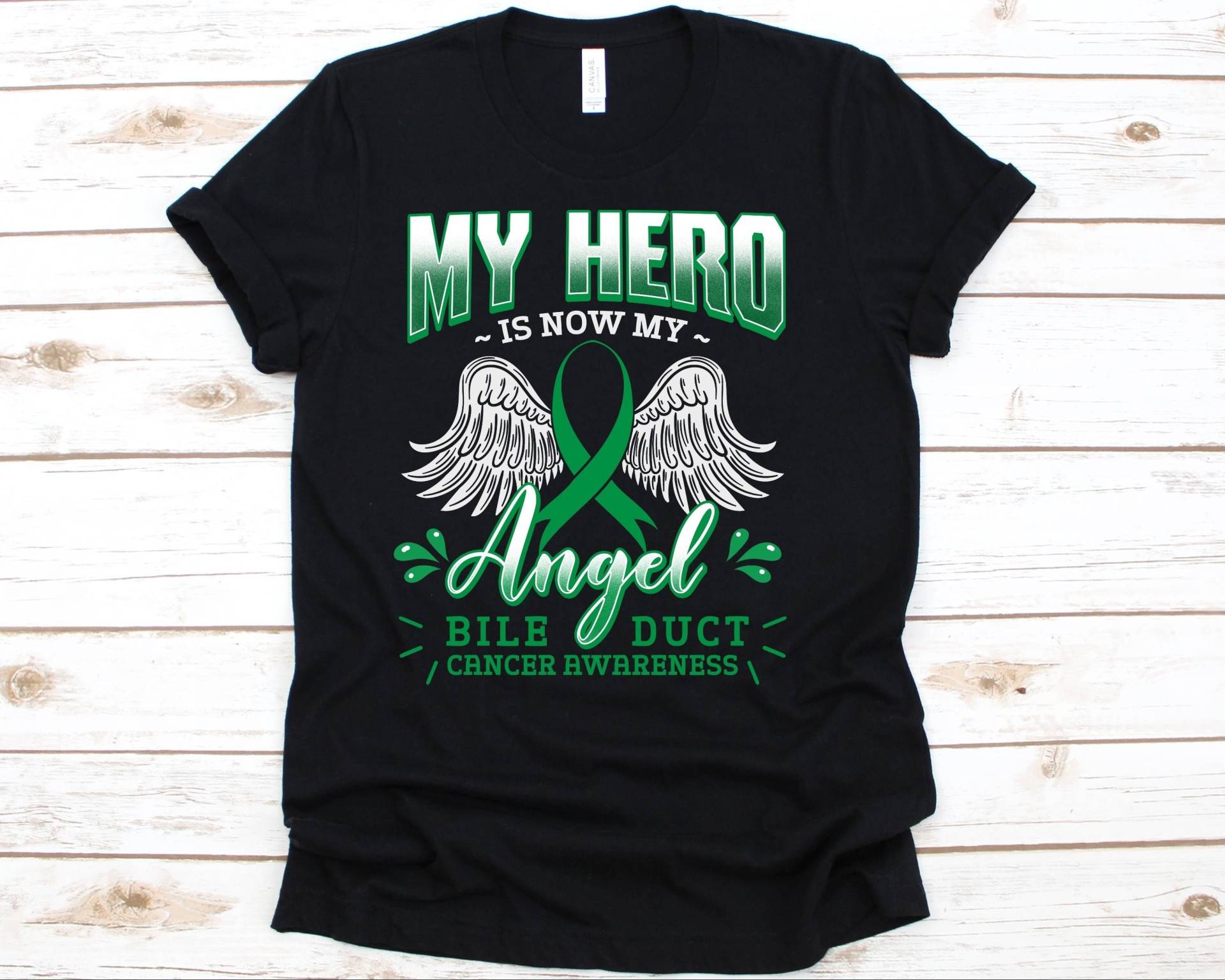 My Hero Is Now Angel Shirt, Bewusstsein Geschenk Für Bileduct Krebs Krieger Kämpfer Überlebender, Cholangiocarcinoma Tshirt Männer Und Frauen von AbbysDesignFactory