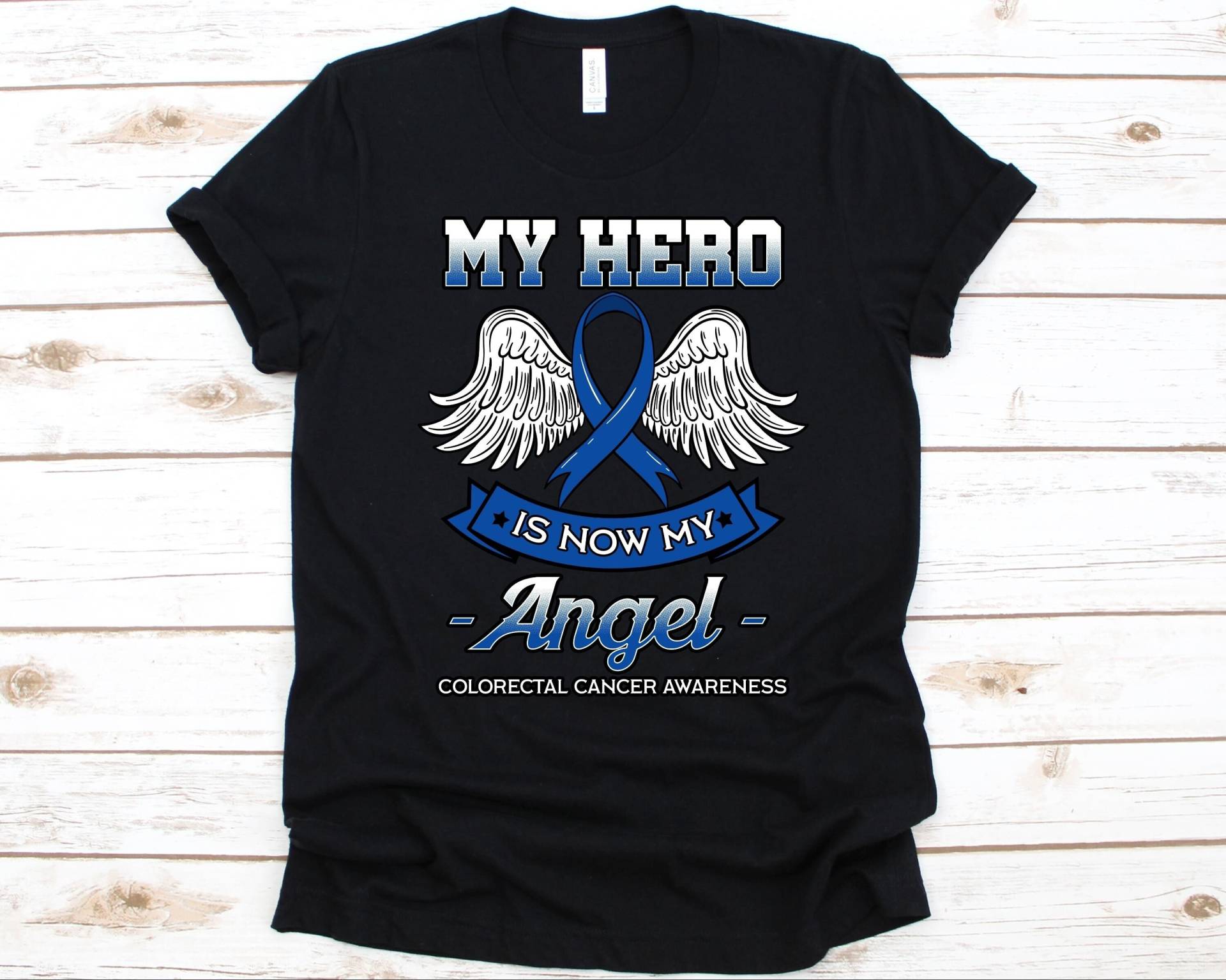 My Hero Is Now Angel Shirt, Bewusstsein Geschenk Für Kolorekt Krebs Krieger Kämpfer, Colon Krebs, Rektal Rektum, Strahlentherapie von AbbysDesignFactory