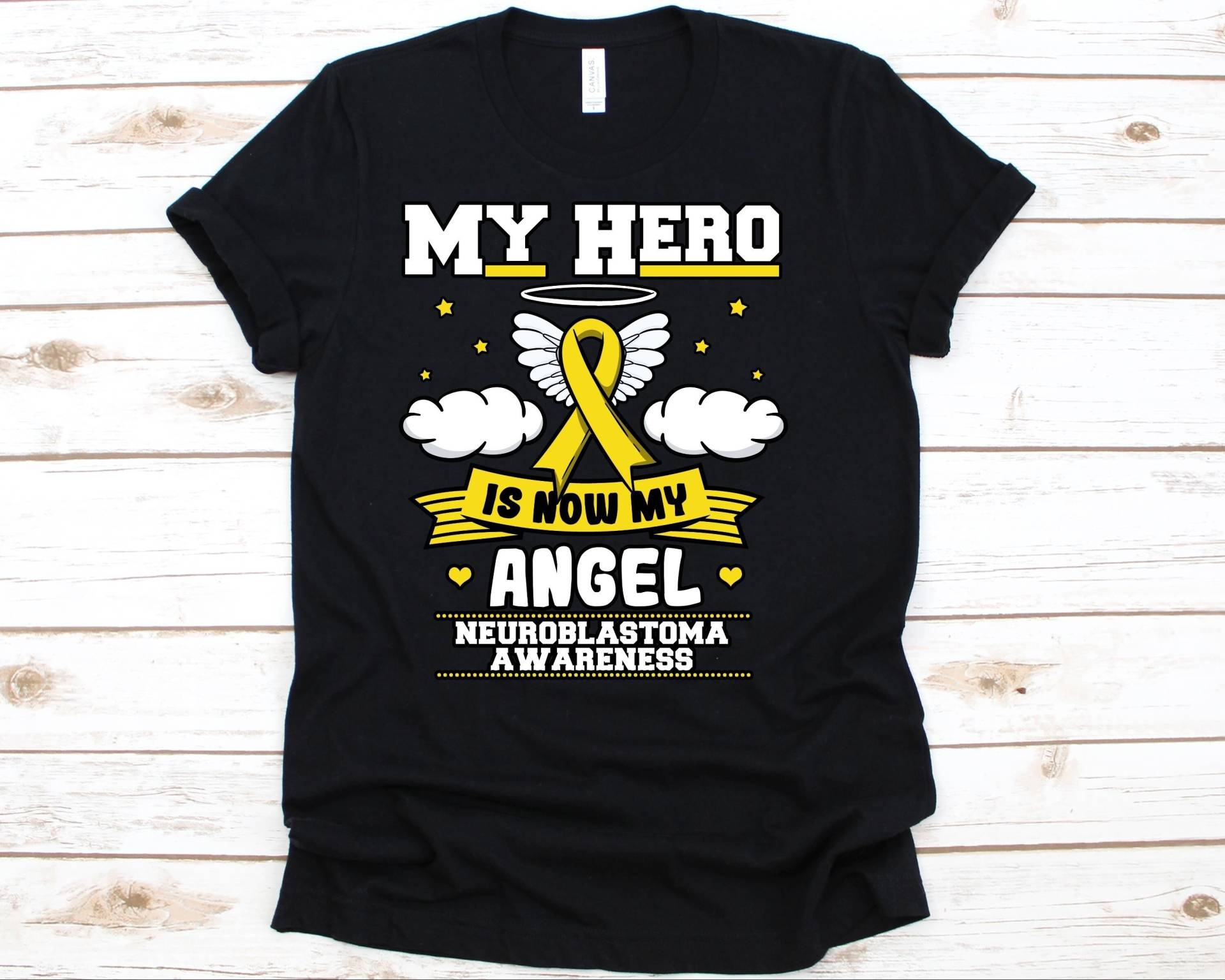 My Hero Is Now Angel Shirt, Bewusstsein Geschenk Für Neuroblastoma Krieger Überlebende, Kindheit Krebs Shirt Männer Und Frauen, Nb von AbbysDesignFactory