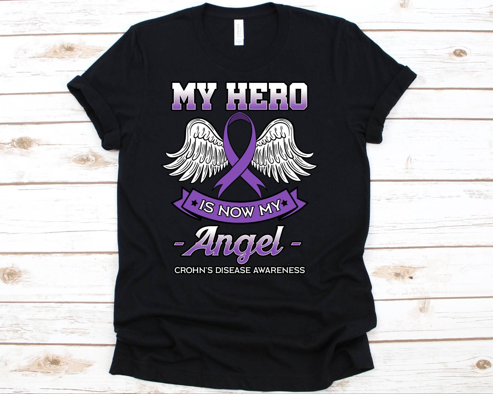 My Hero Is Now Angel Shirt, Bewusstseinsgeschenk Für Crohn Es Disease Warrior Fighter, Entflammende Darmerkrankungen Tshirt Männer Und Frauen von AbbysDesignFactory